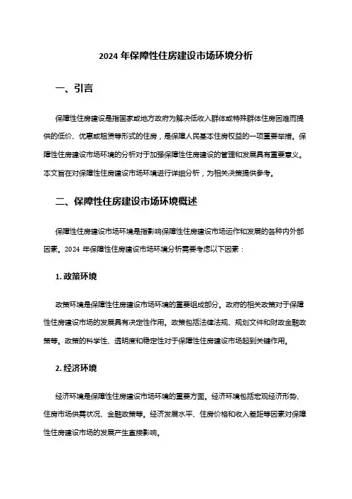 2024年保障性住房建设市场环境分析
