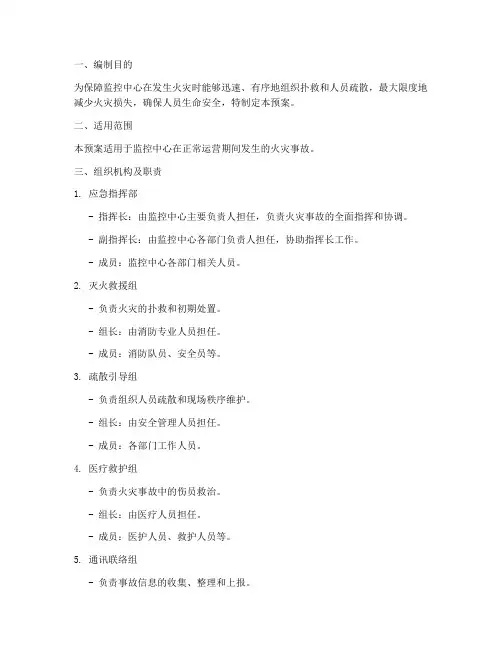 监控中心火灾应急预案