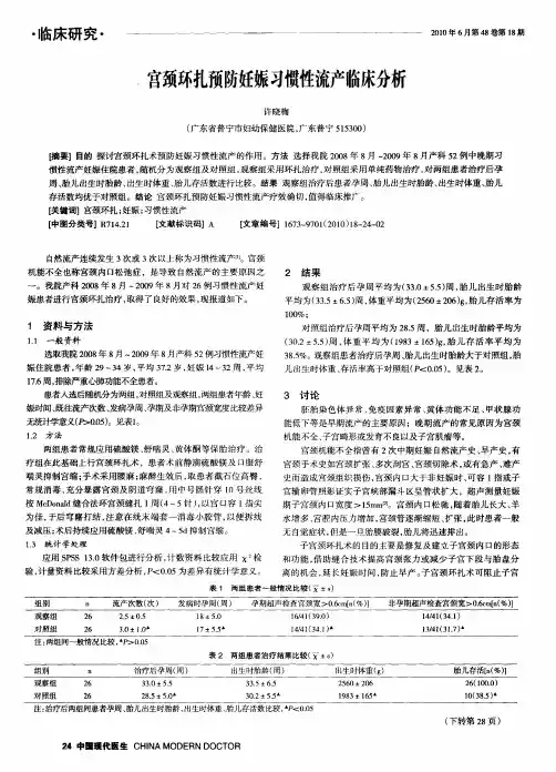 宫颈环扎预防妊娠习惯性流产临床分析