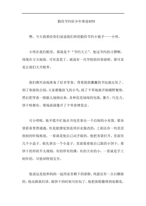 勤俭节约好少年事迹材料