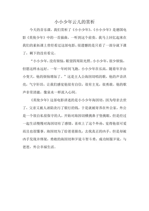 小小少年云儿的赏析