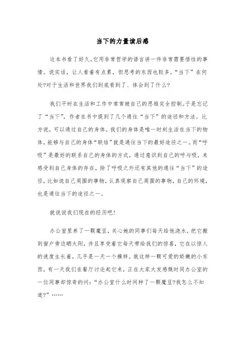 当下的力量读后感（四篇）