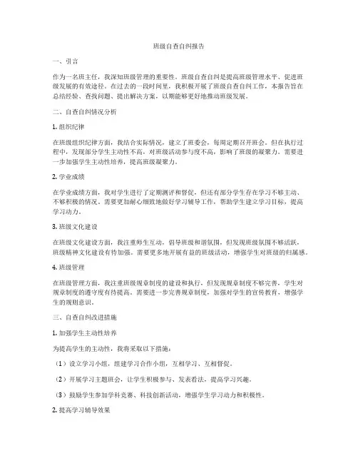 班级自查自纠报告