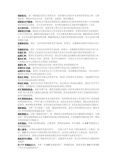 国际金融名词解释