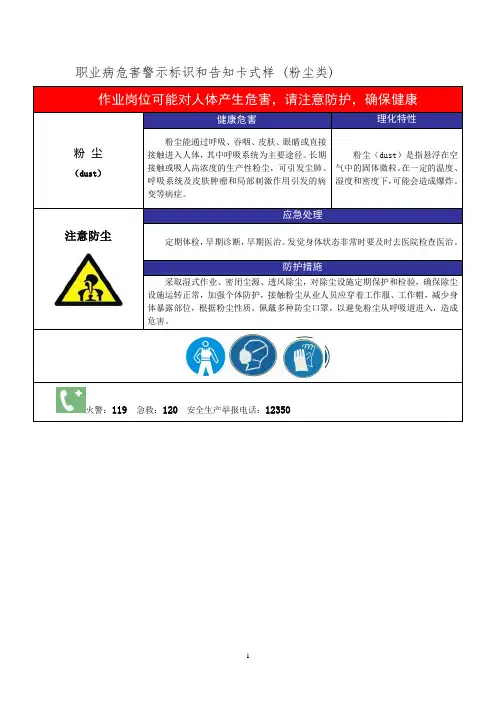 职业病危害告知卡-粉尘类