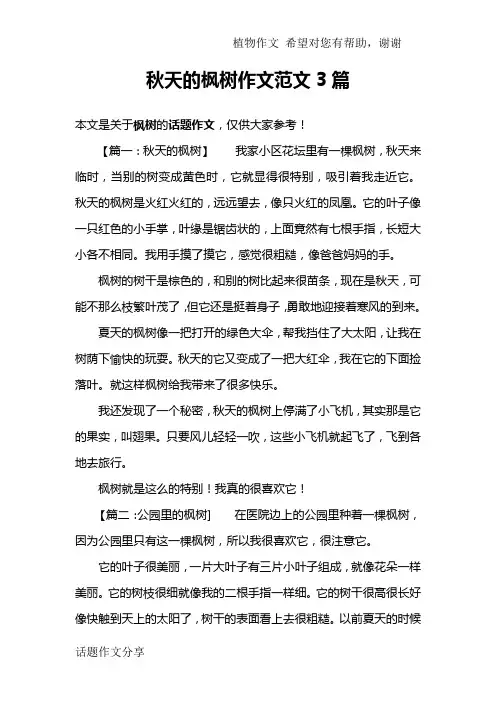 秋天的枫树作文范文3篇
