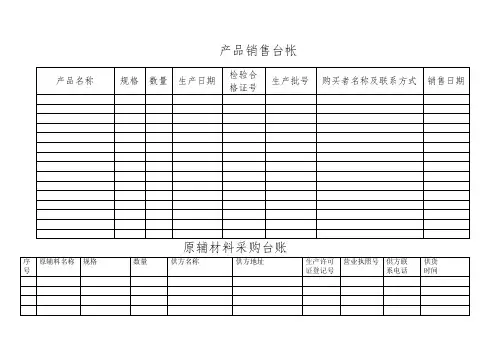 食品企业QS全套记录表格