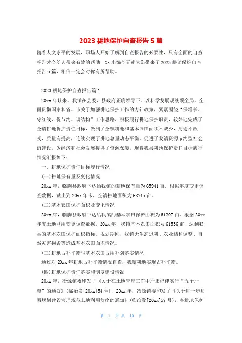 2023耕地保护自查报告5篇