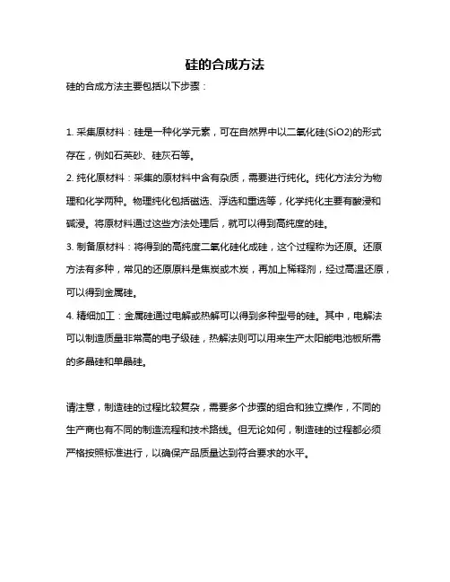 硅的合成方法