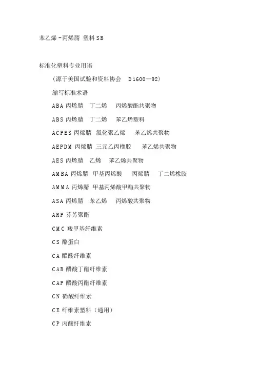 苯乙烯丙烯腈塑料SB