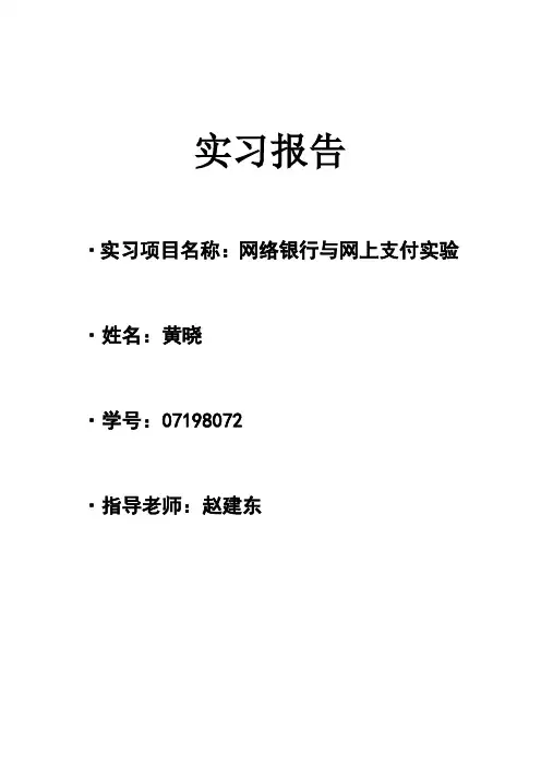 网络银行和网上支付实验