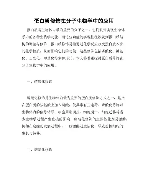 蛋白质修饰在分子生物学中的应用