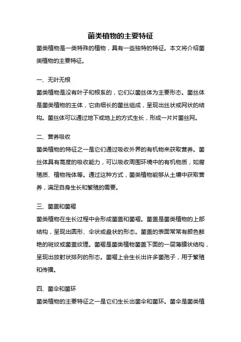 菌类植物的主要特征