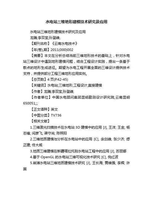 水电站三维地形建模技术研究及应用