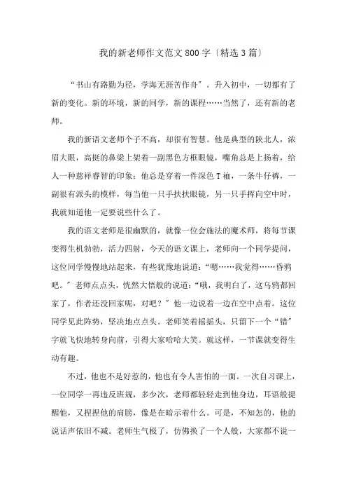 我的新老师作文范文800字(精选3篇)精选