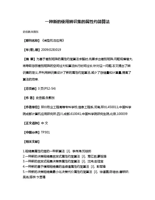 一种新的使用辨识集的属性约简算法