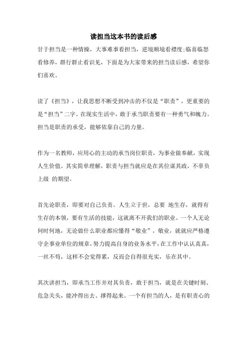 读担当这本书的读后感