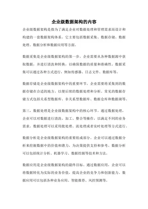 企业级数据架构的内容