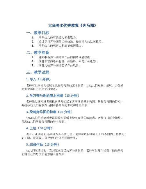 大班美术优秀教案《奔马图》