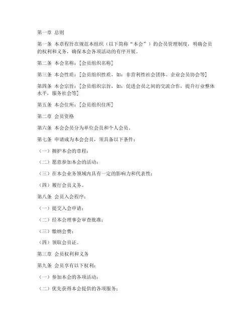 会员章程模板