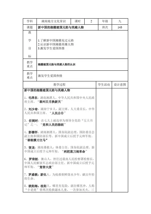 新中国的湘籍建国元勋与英雄人物