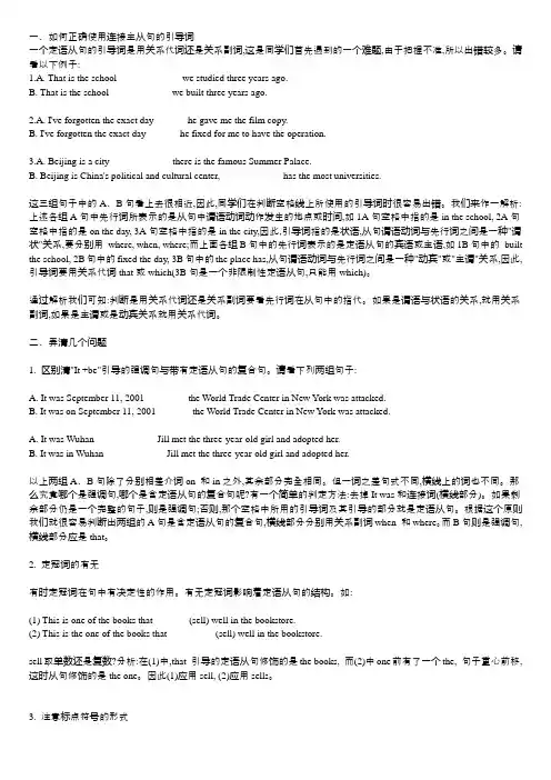 定语从句典型错误剖析