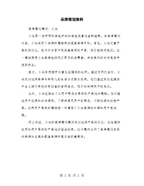 品牌策划案例