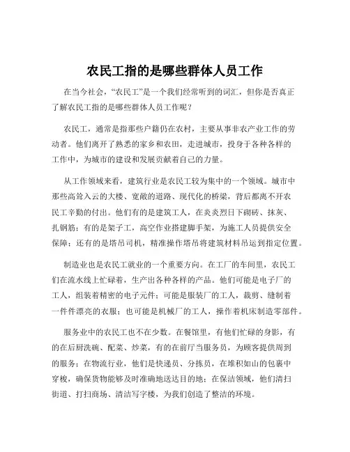 农民工指的是哪些群体人员工作