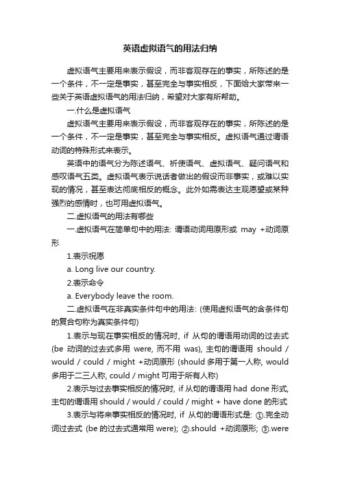 英语虚拟语气的用法归纳