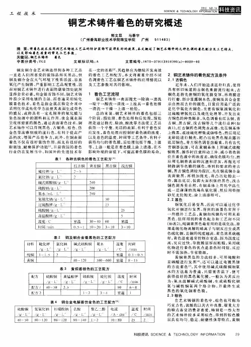 铜艺术铸件着色的研究概述