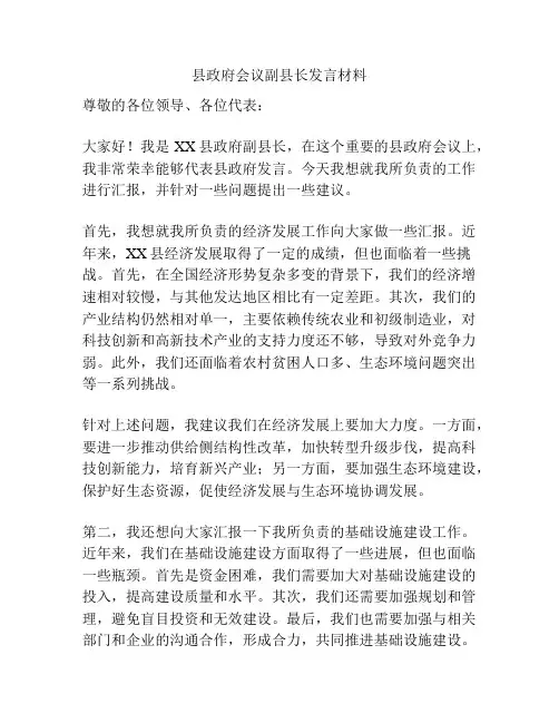 县政府会议副县长发言材料