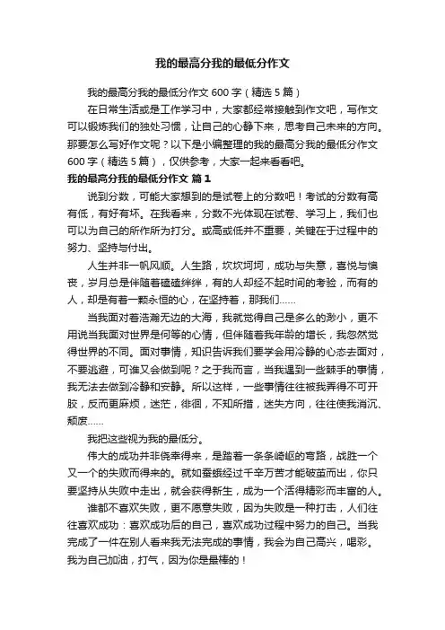 我的最高分我的最低分作文600字（精选5篇）