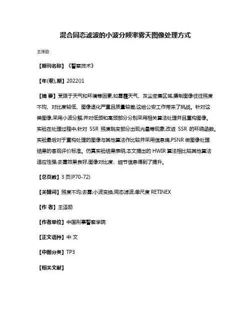 混合同态滤波的小波分频率雾天图像处理方式