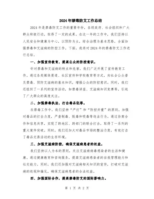 2024年禁毒防艾工作总结