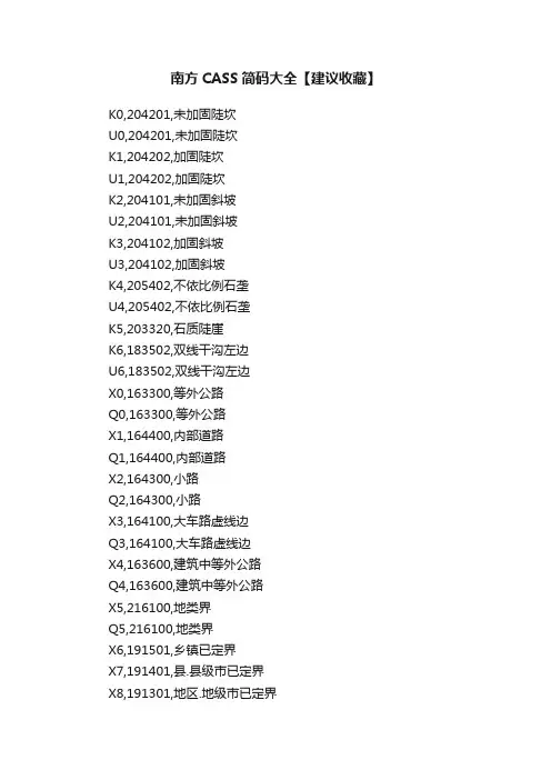 南方CASS简码大全【建议收藏】