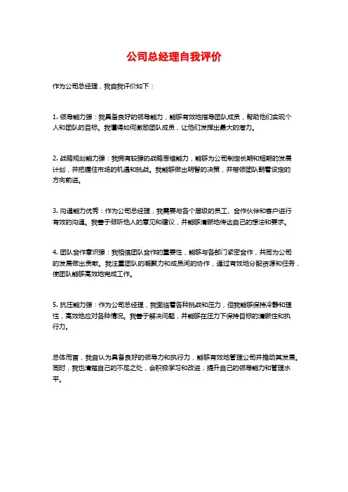 公司总经理自我评价