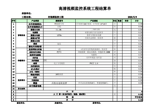 监控系统工程结算单
