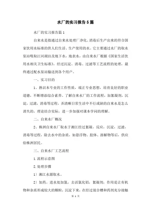 水厂的实习报告5篇