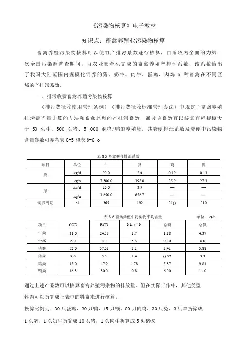 畜禽养殖污染核算电子教案