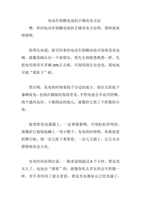 电动车铅酸电池的正确充电方法