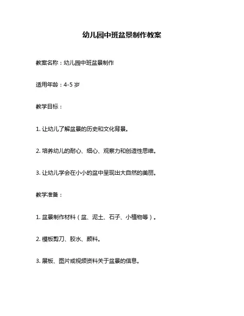 幼儿园中班盆景制作教案