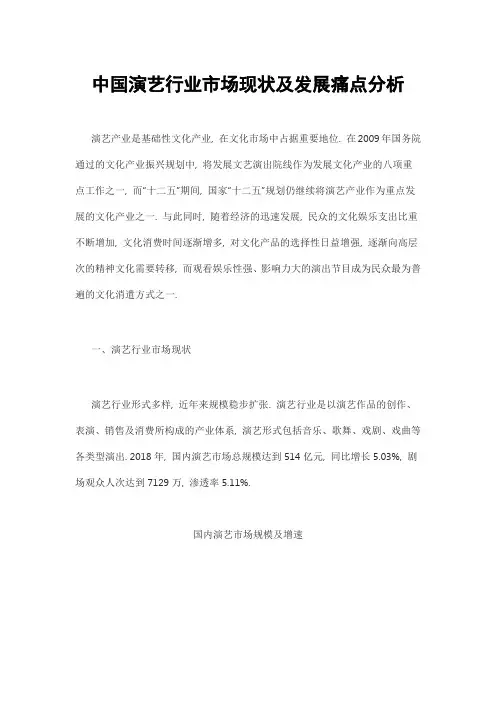 中国演艺行业市场现状及发展痛点分析