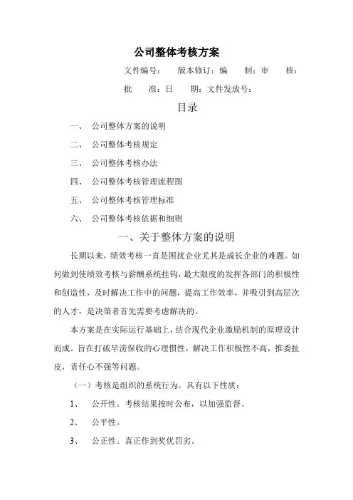 公司整体目标绩效管理方案(全套)