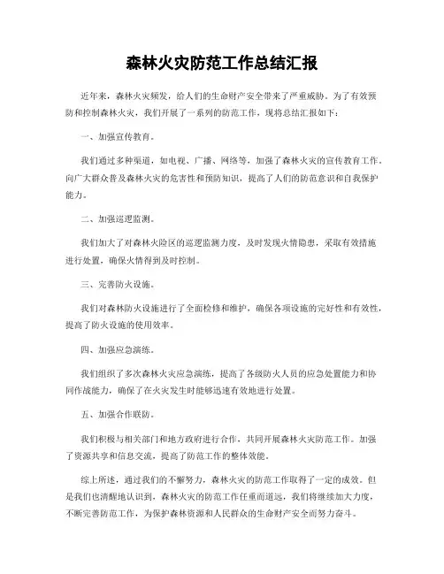 森林火灾防范工作总结汇报