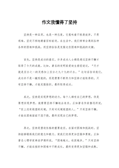 作文我懂得了坚持