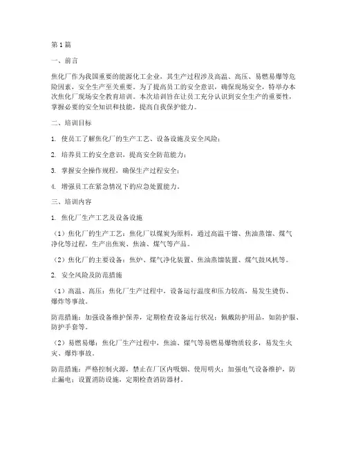 焦化厂现场安全教育培训(2篇)