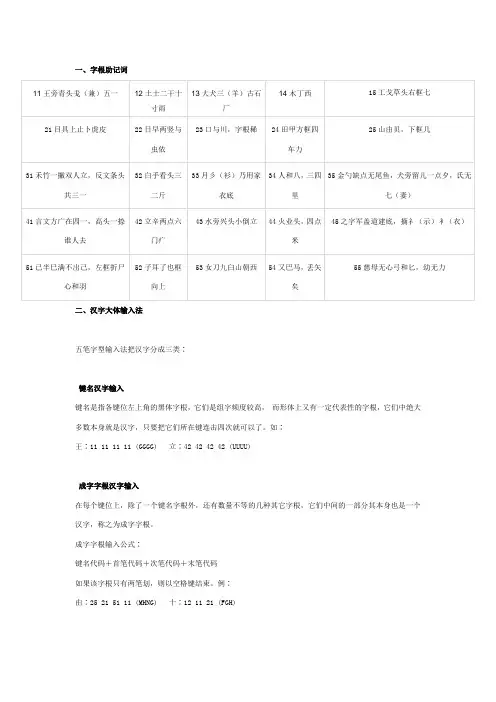 (精选)五笔字根