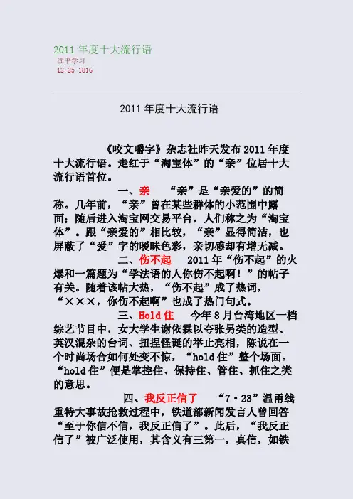 2011年度十大流行语