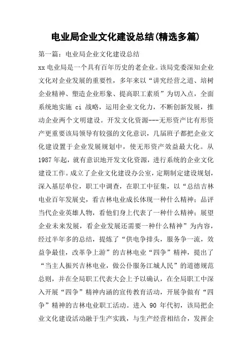 电业局企业文化建设总结(精选多篇)