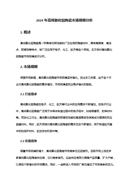 2024年高纯氧化铝陶瓷市场规模分析